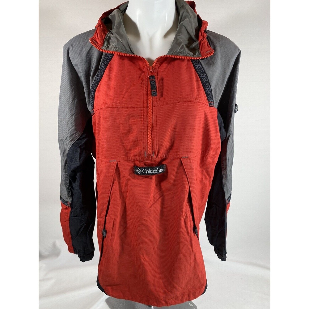 Columbia Anorak Jacket Mens Small Red Gray Outdoor Gorpcore Streetwear